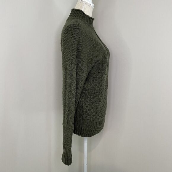 American Eagle Green Fishermans Sweater Women's Size XS Oversized Mock Neck - Picture 2 of 12